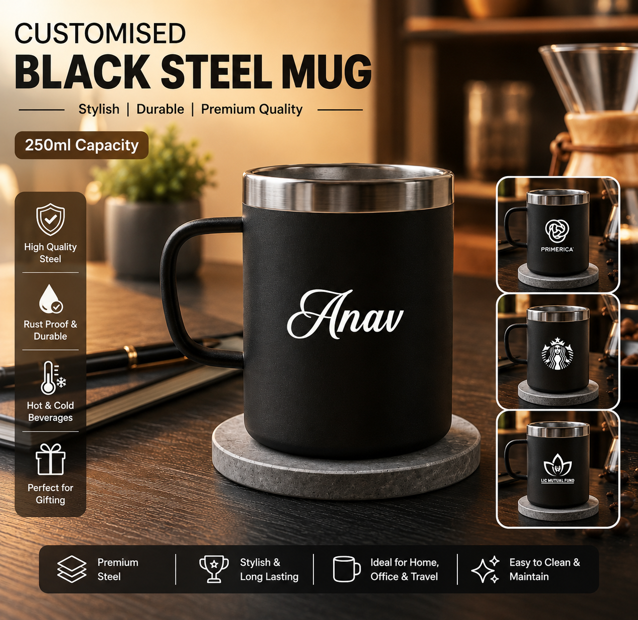 M15 Black Steel Mug